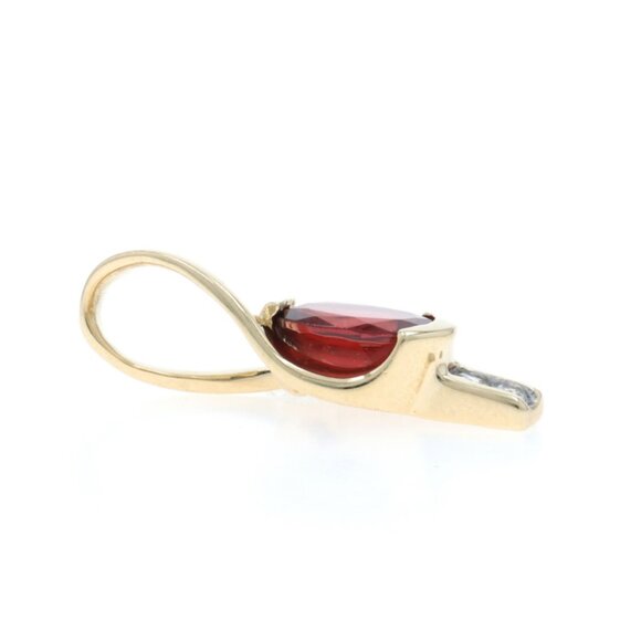Yellow Gold Garnet Diamond Pendant - 14k Oval 1.48ctw - Picture 2 of 4